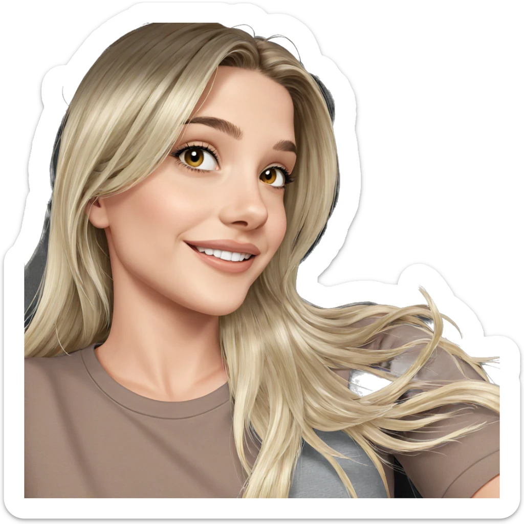 smiling girl with blonde hair sticker