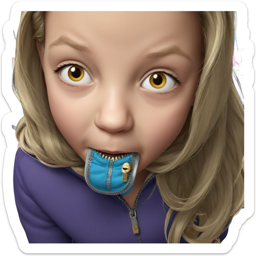 blonde girl with zipper detail sticker