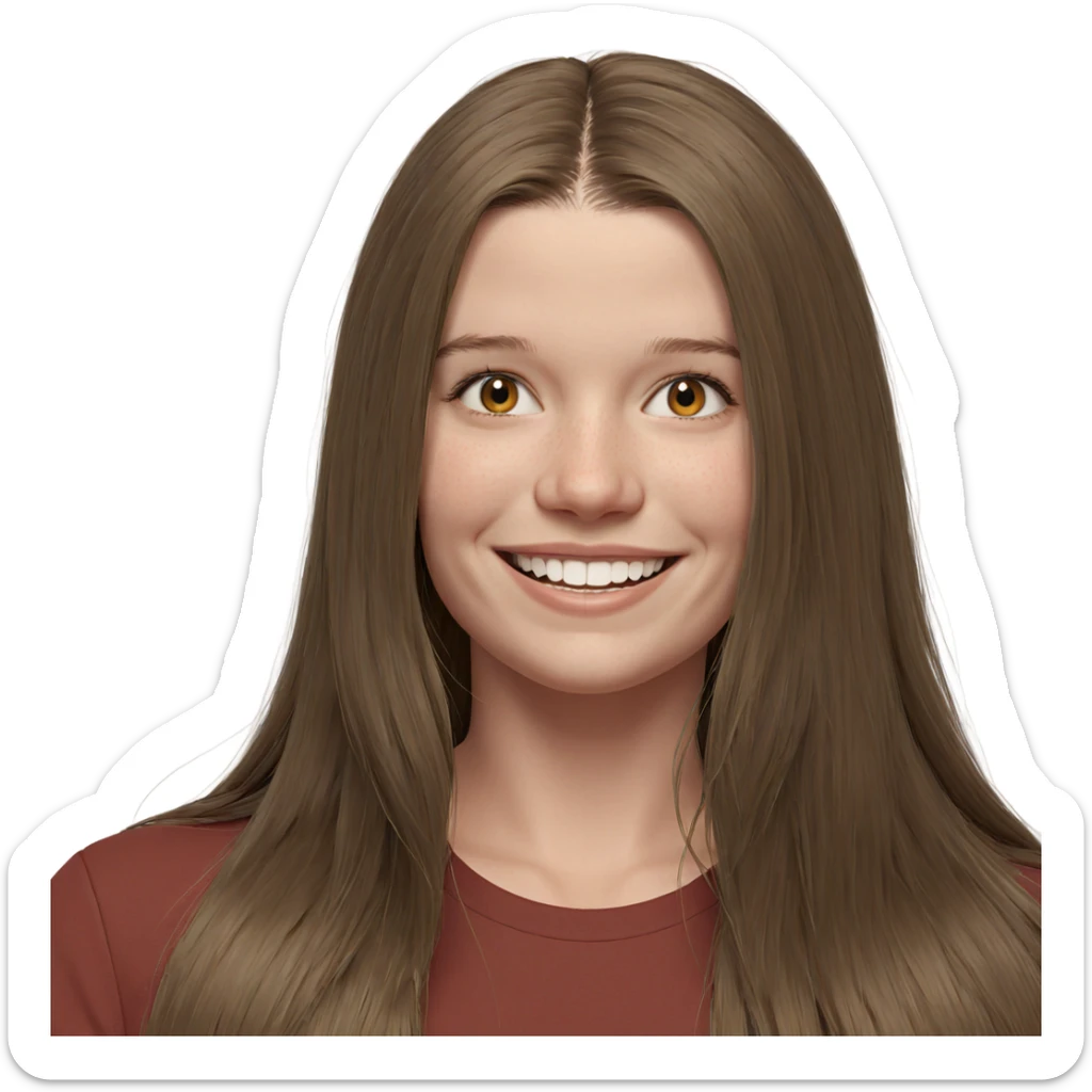 smiling girl with long hair sticker
