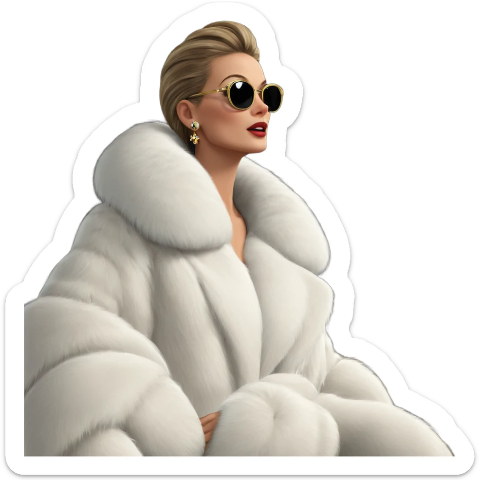elegant girl in fur coat sticker