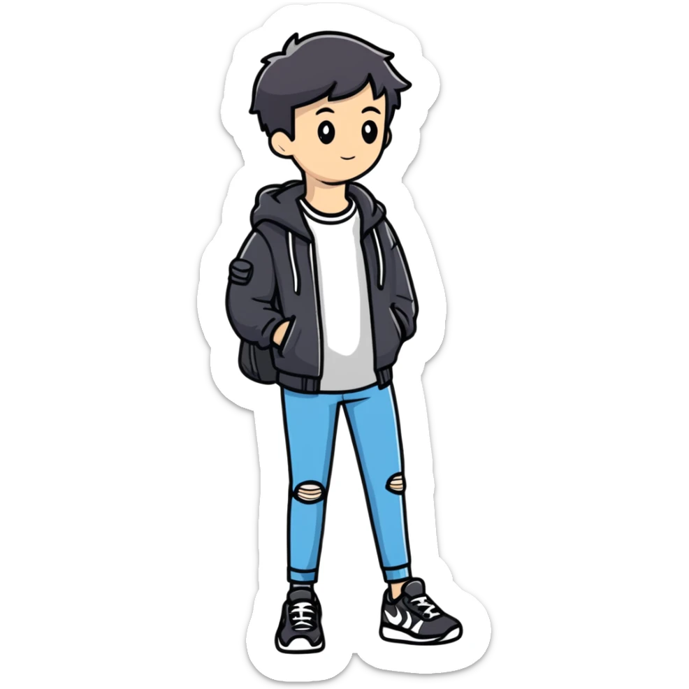 Full body person wearing casual outfit with sneakers sticker