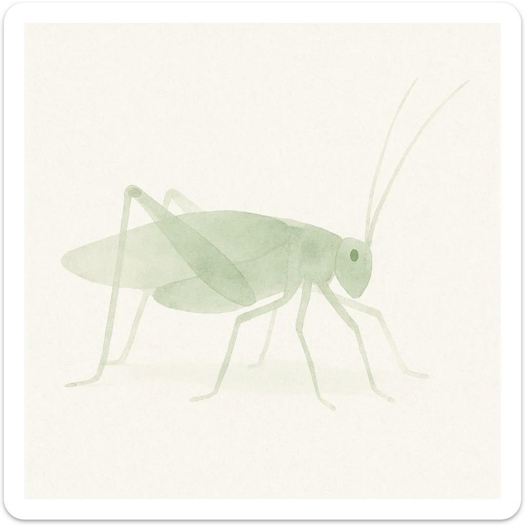 watercolor painting of katydid, soft green tones and delicate brushwork sticker