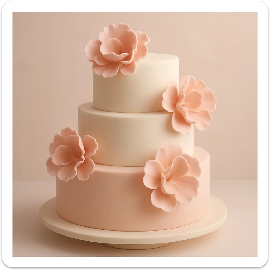 wedding cake with pink fondant flowers sticker
