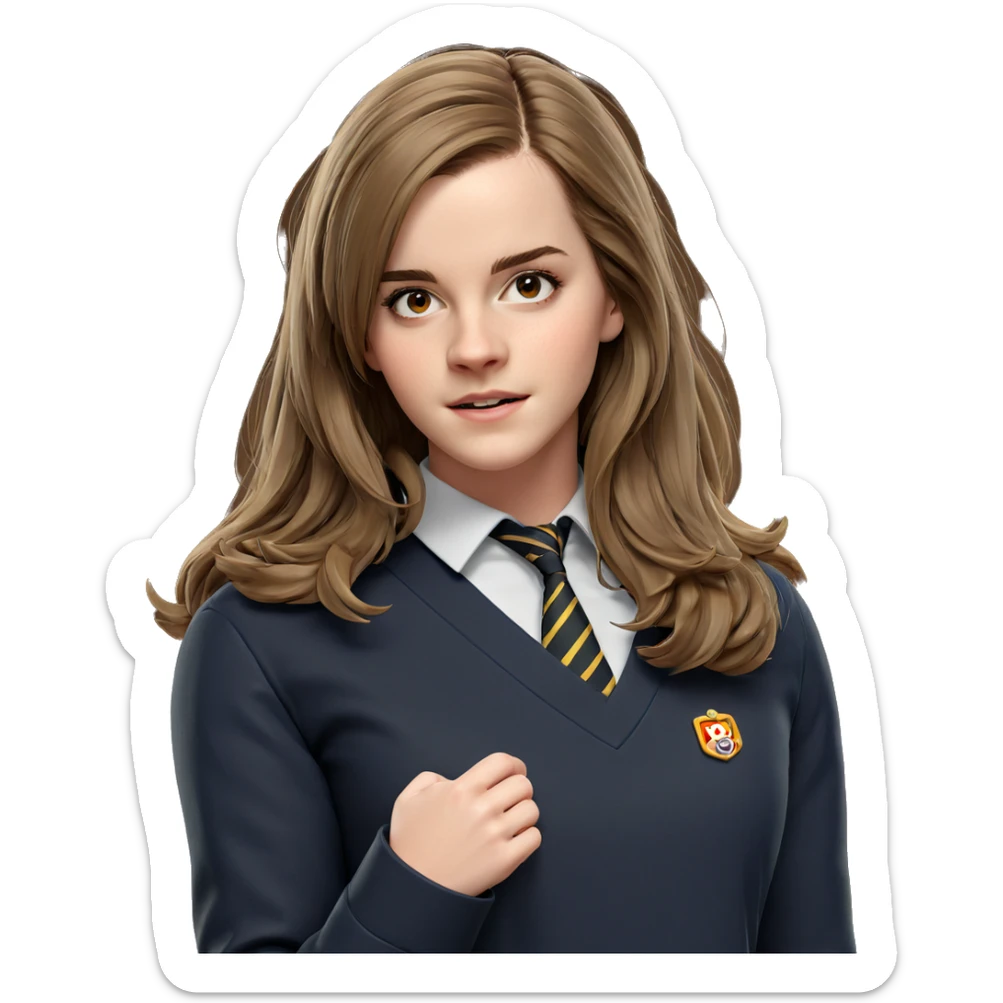 brown haired girl in uniform sticker