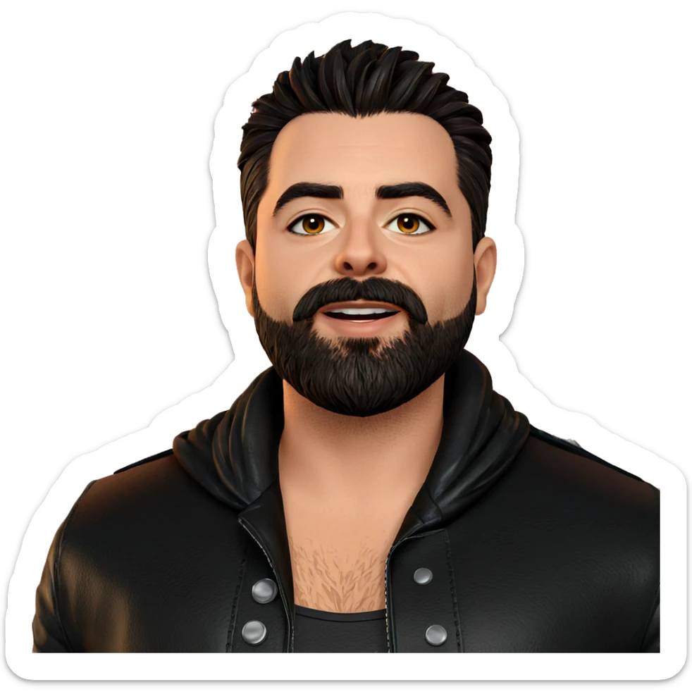 bearded guy in leather jacket sticker