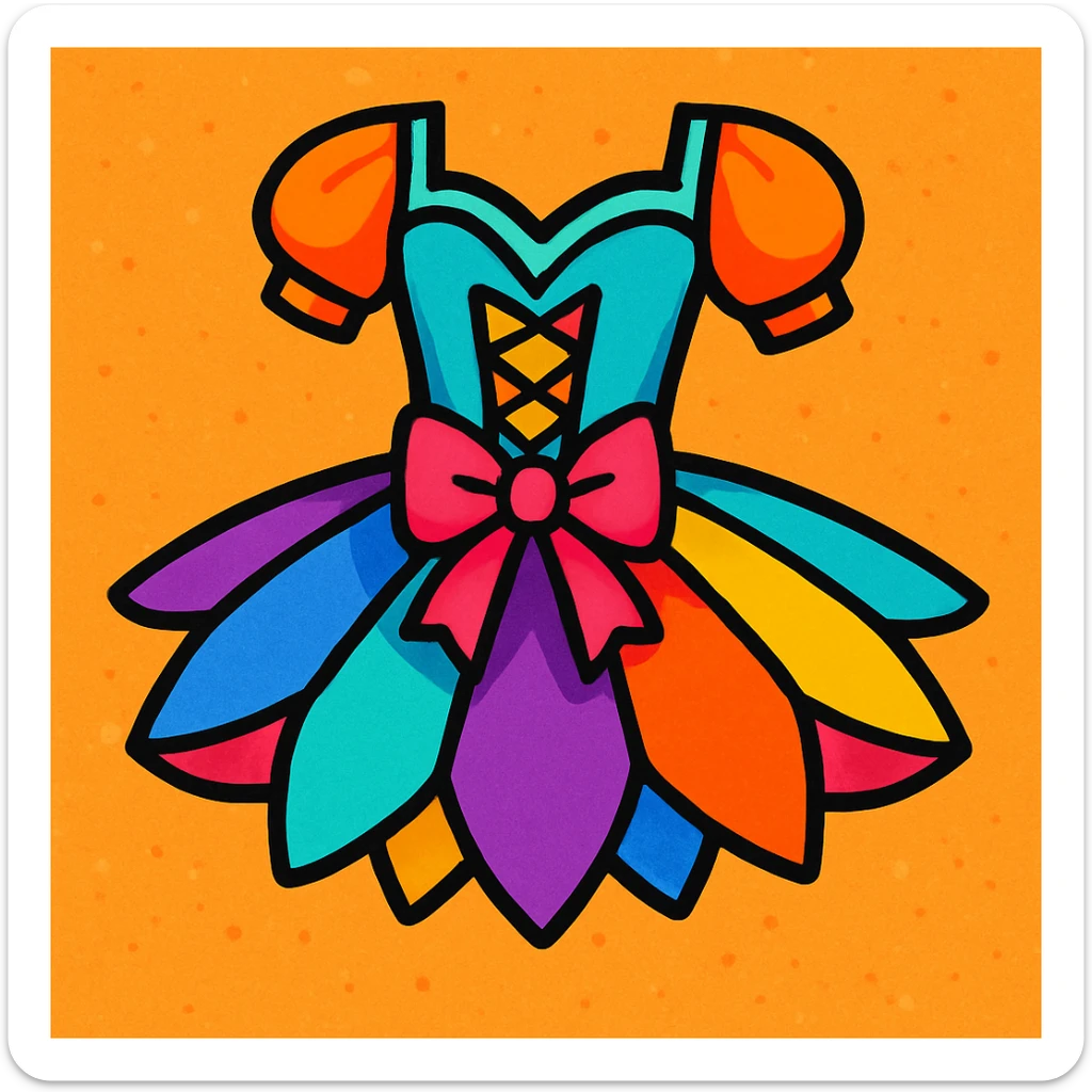 colorful and cheerful illustration of a ballerina costume sticker