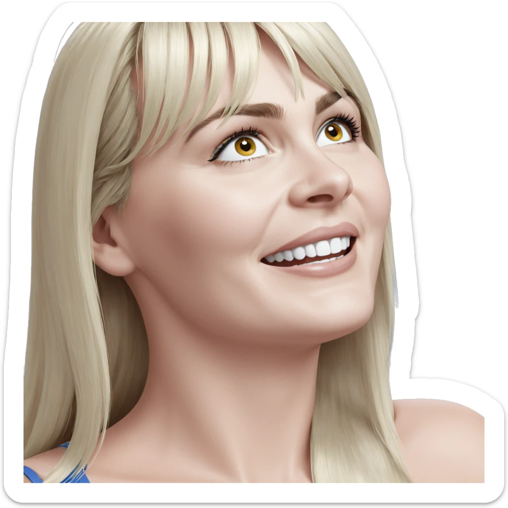 blonde girl portrait on blue sticker
