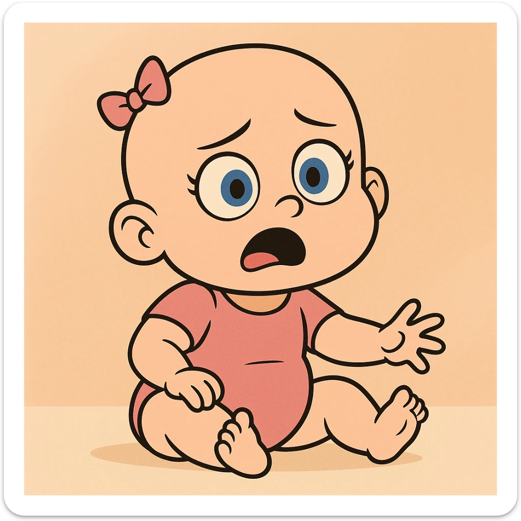 bald baby girl with blue eyes, soft colors, no hair sticker
