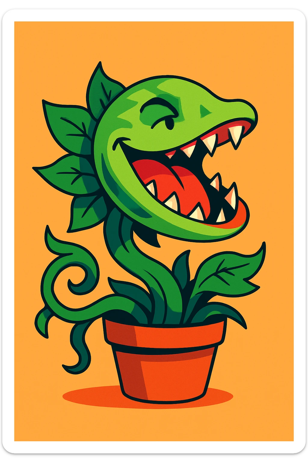 Audrey II, the carnivorous carnivorous plant from Little Shop of Horrors, vibrant toon style sticker