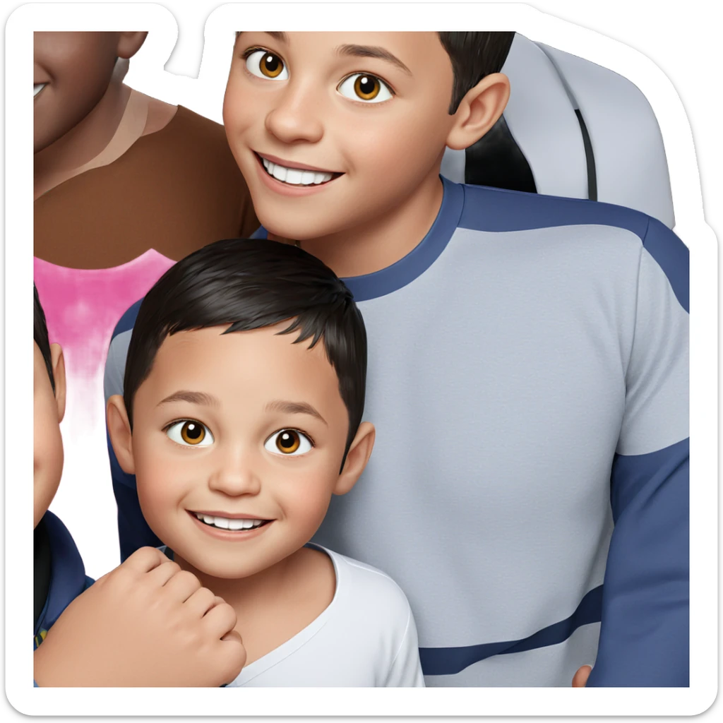 three boys with bright smiles sticker