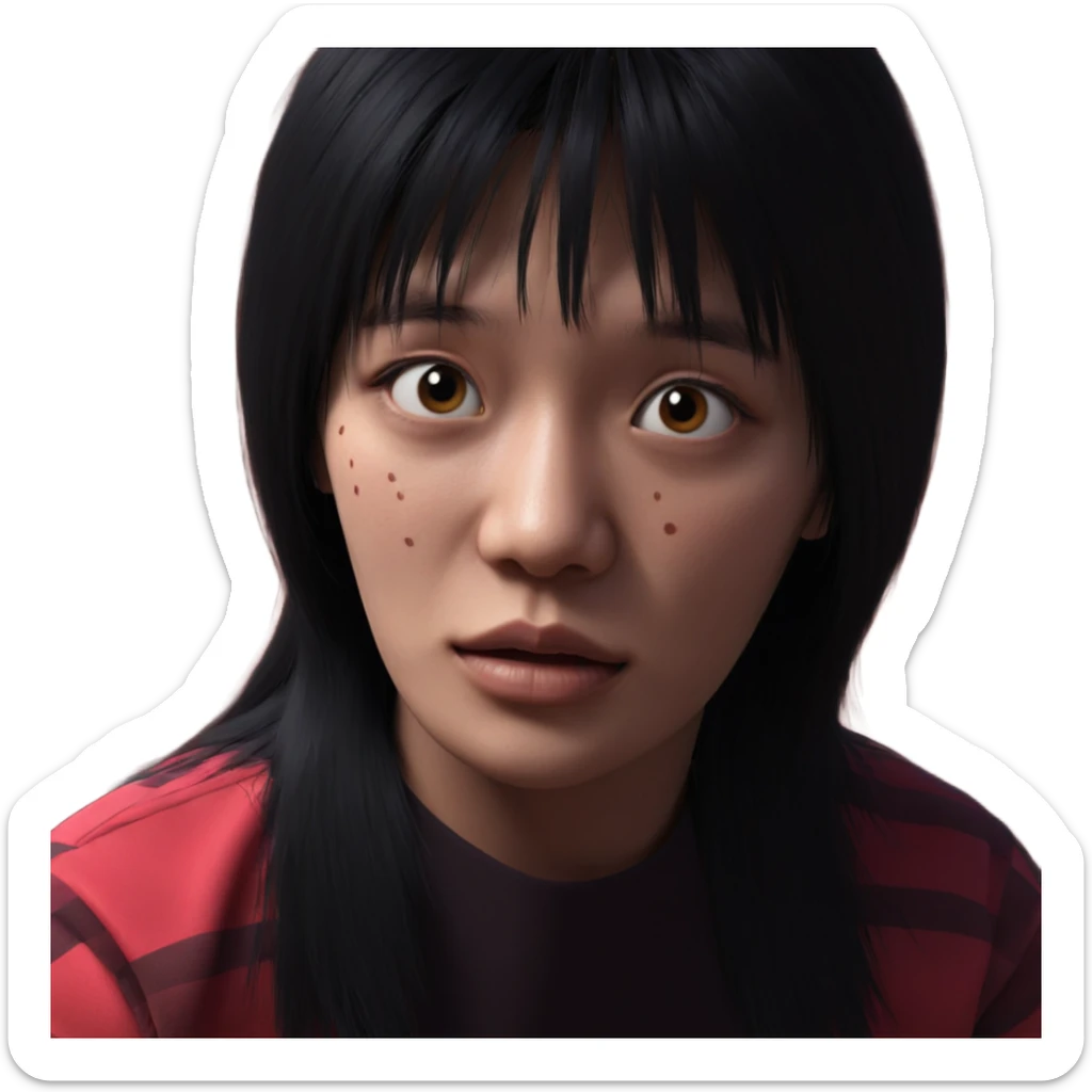 scarred beauty with black hair sticker