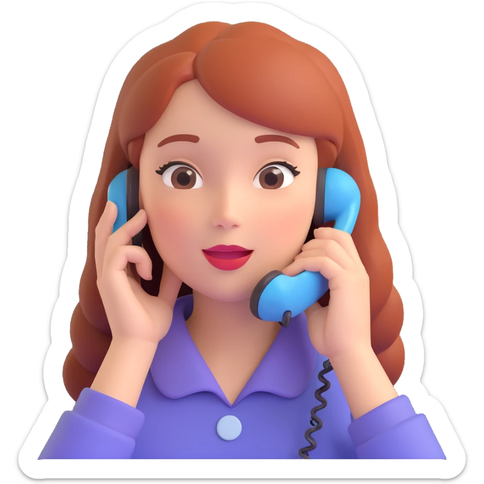 girl talking on phone bedroom background, close up pose sticker