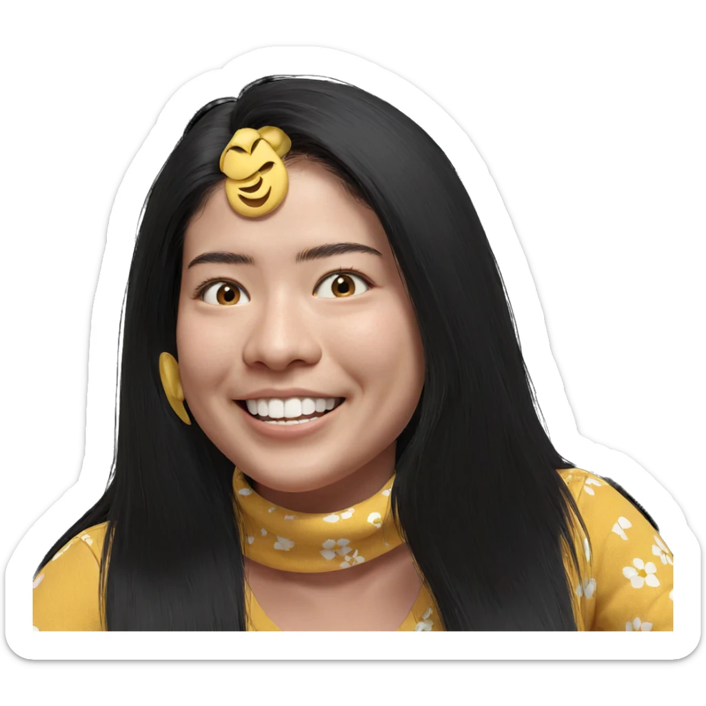 smiling girl with long hair sticker