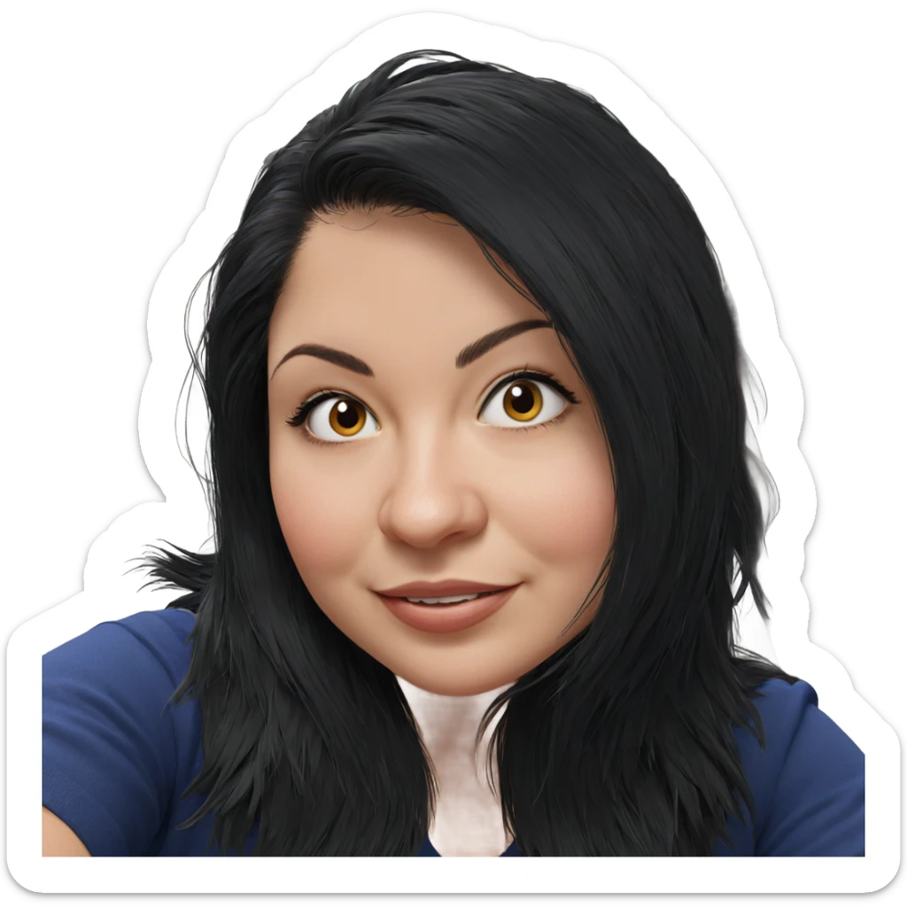 smiling girl with black hair sticker