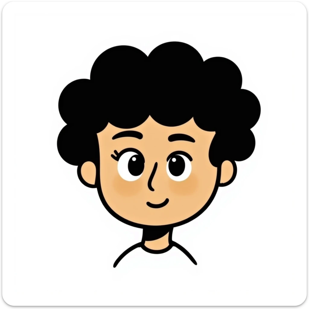 character emoji with tan skin and short black curly hair sticker