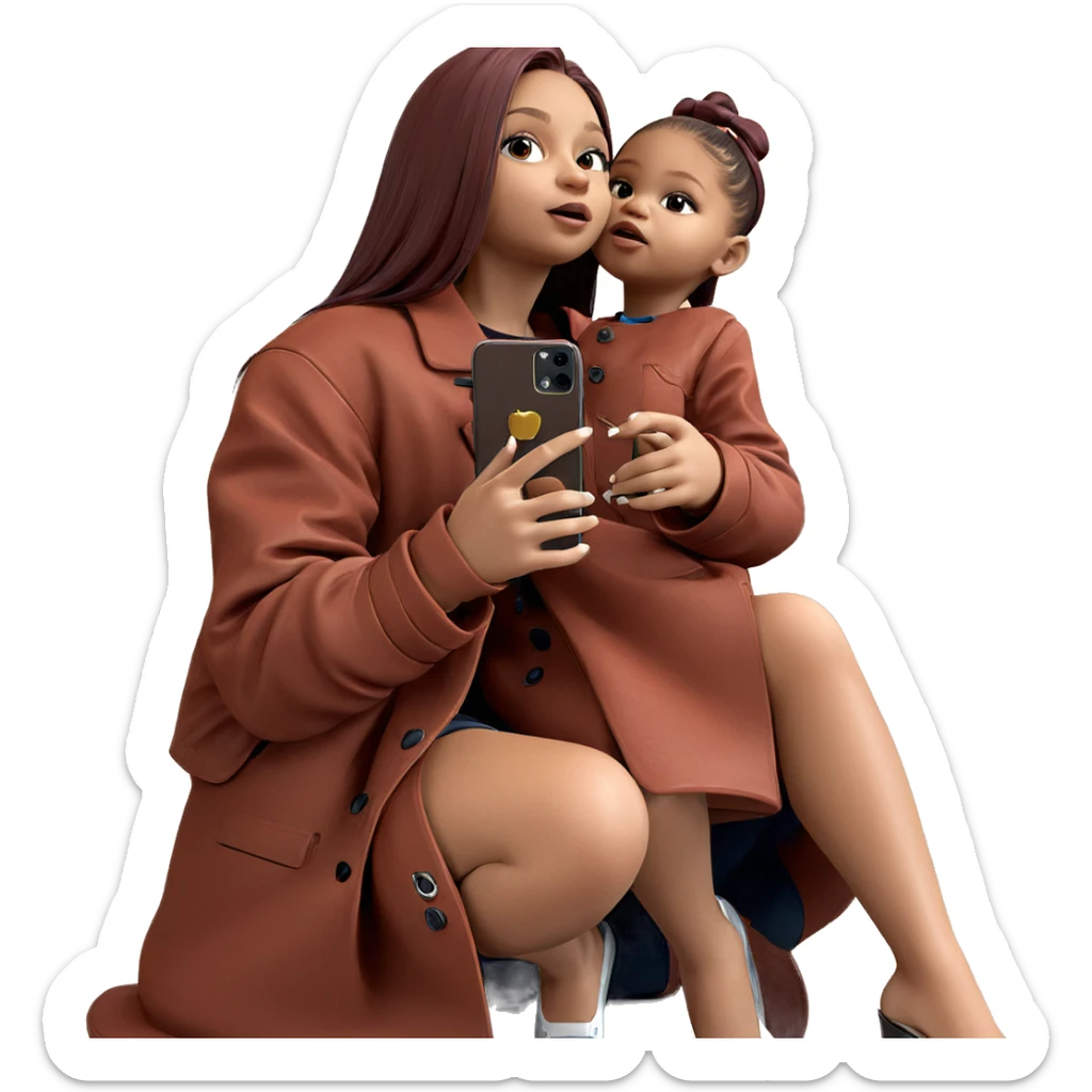 stylish girl with smartphone sticker