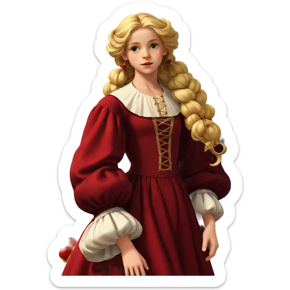 blonde girl with fruit plate sticker