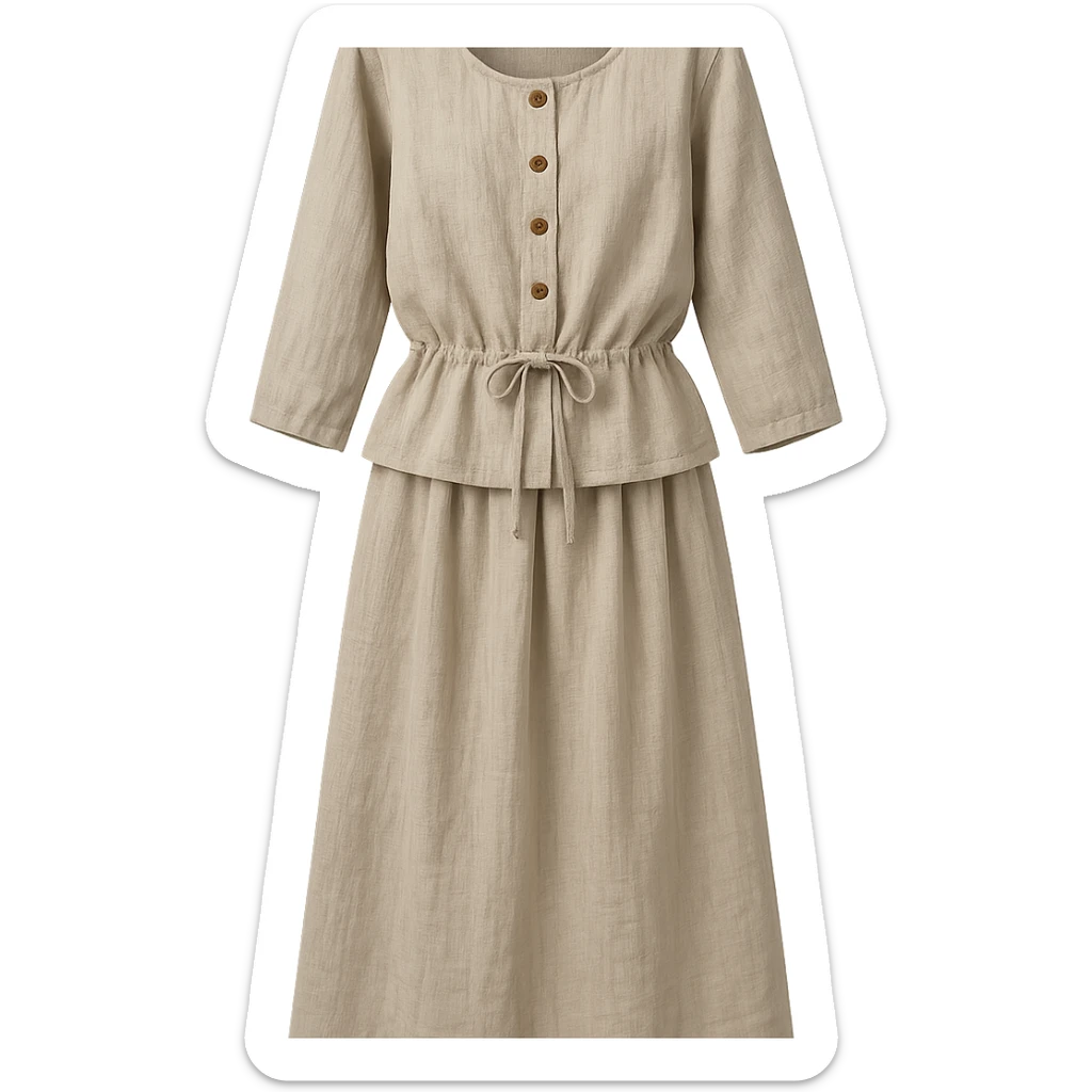 European women's linen outfit, just the clothes, no person, white background sticker