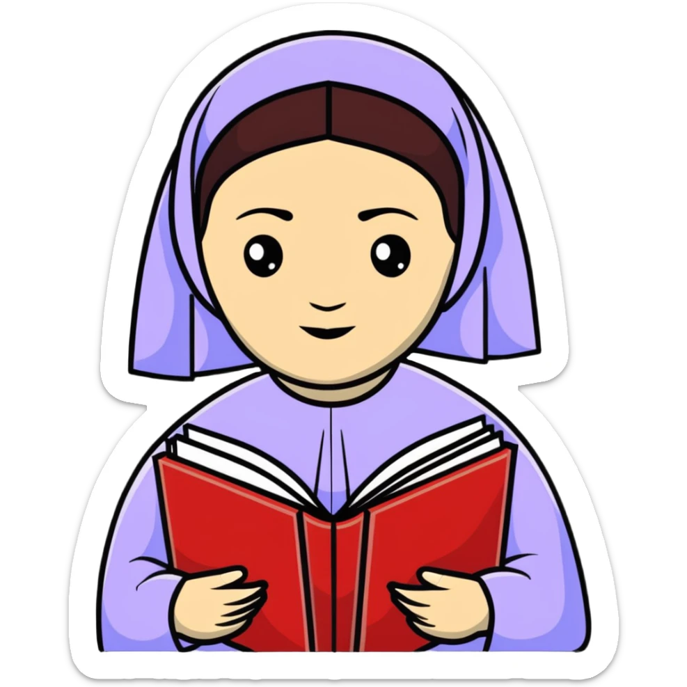 Sor Juana Inés de la Cruz, Mexican writer and poet with books sticker