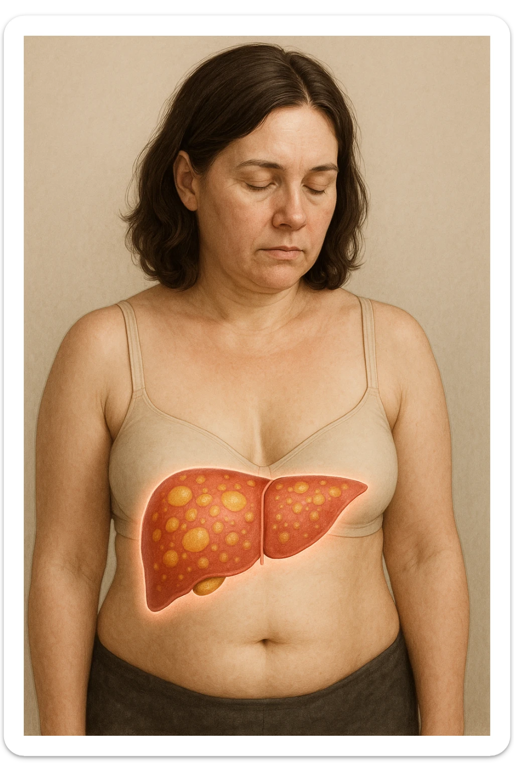 donna con fegato grasso immagine realistica sticker