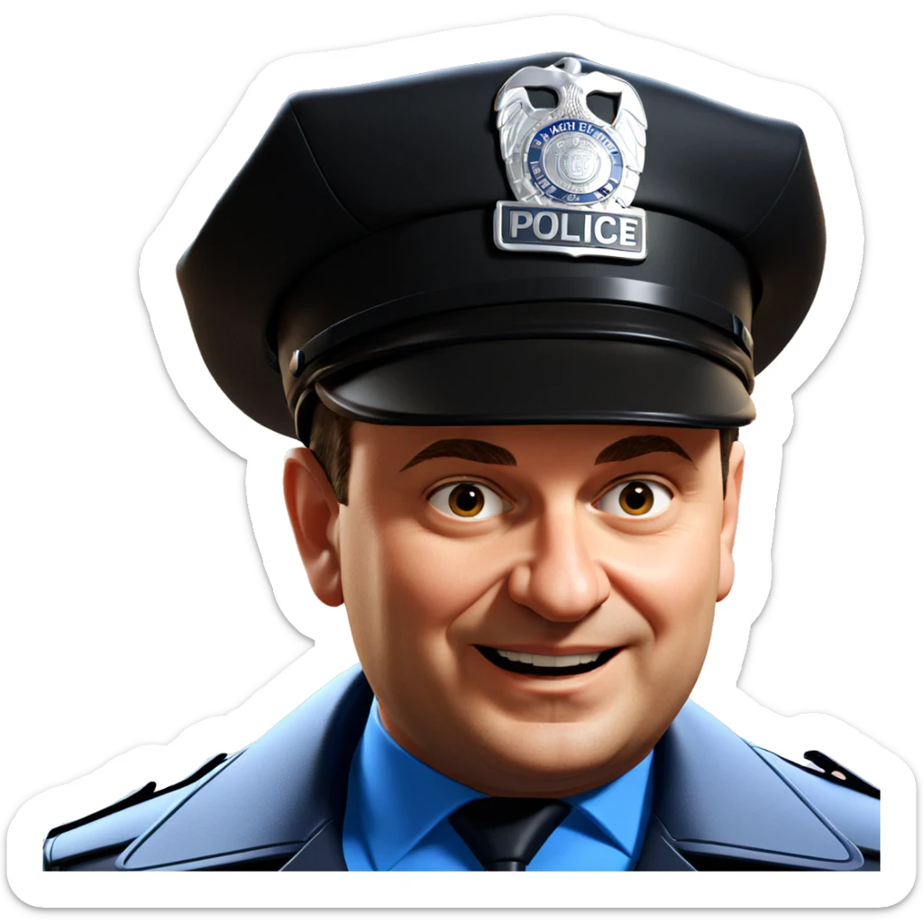 male police officer portrait sticker