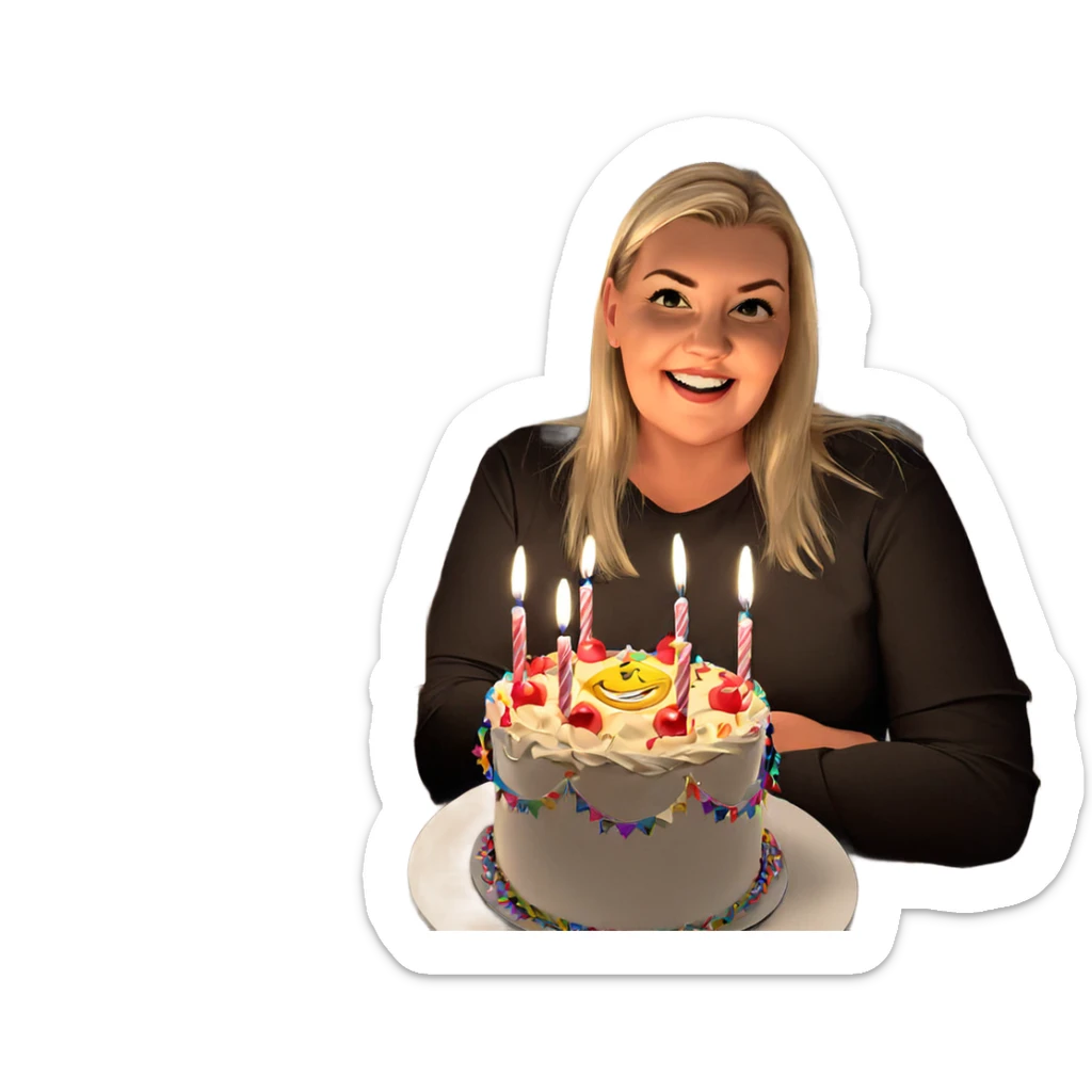 birthday celebration with a smile sticker