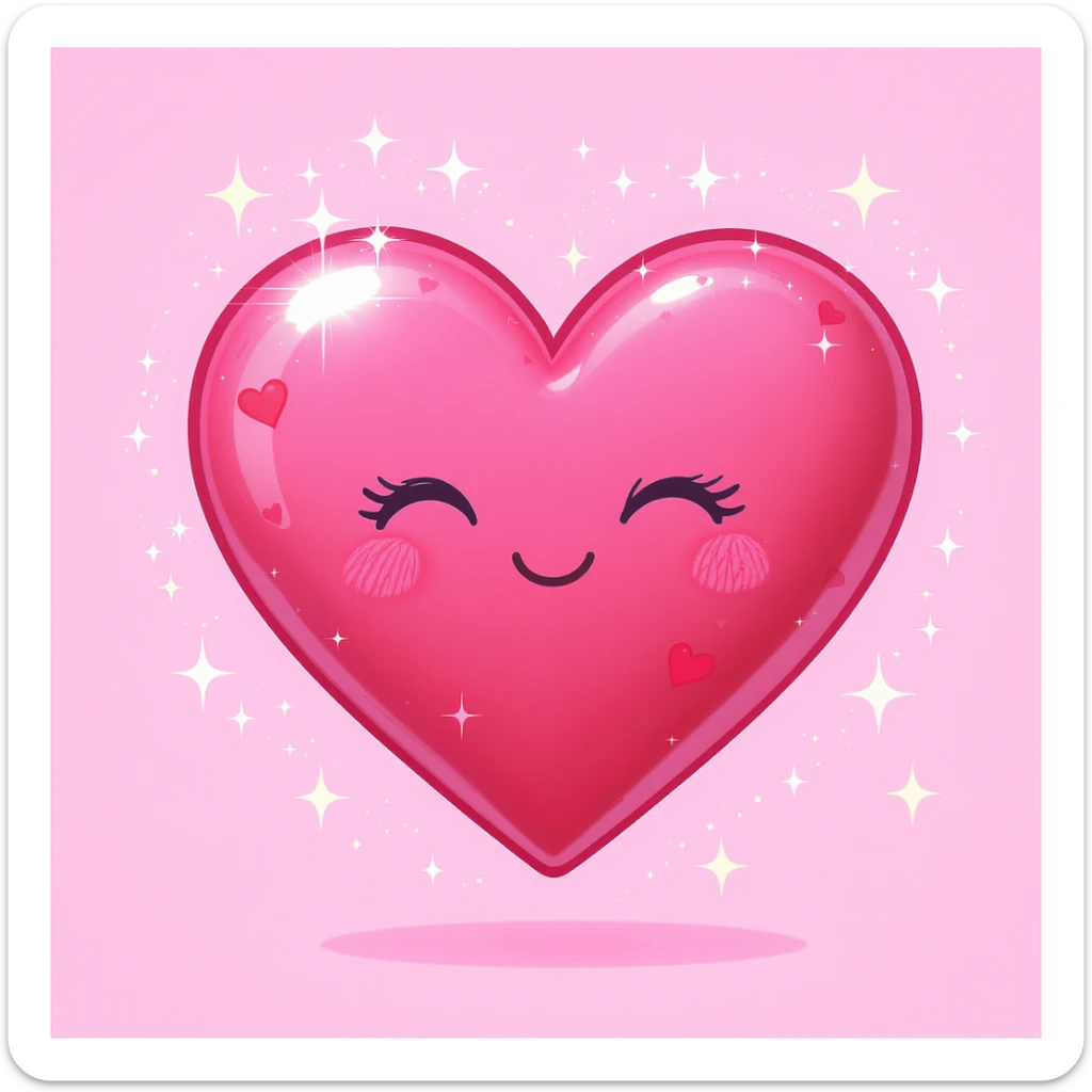heart emoji, cute and shiny, with sparkles, no background sticker