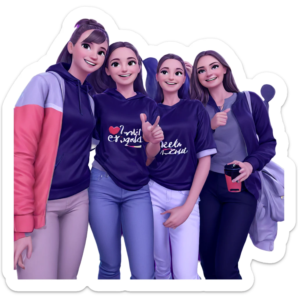 smiling girls in casual wear sticker