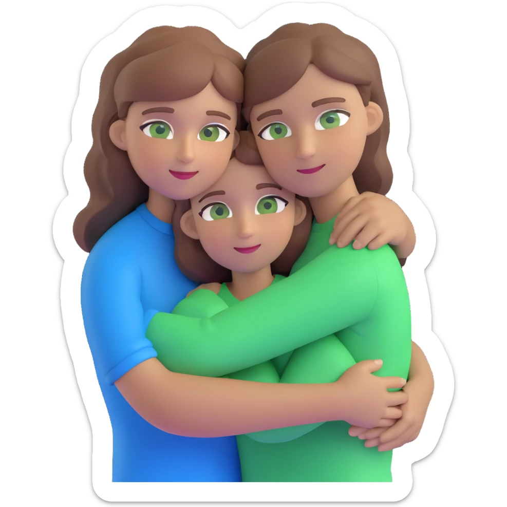 cute couple hugging, girl with light brown hair and green eyes, guy with brown hair and blue eyes sticker