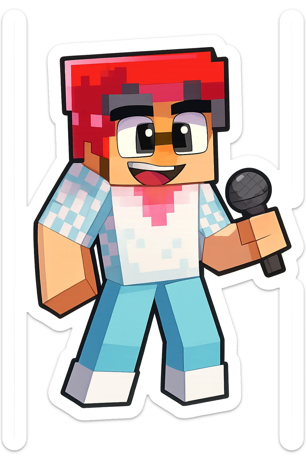 Extract every character from the picture. So i need total 5 images of the character including the clothes and accessories they are wearing, and place on a transparent background. Keep the original style and appearance exactly the same. and separately give me the each character picture

 sticker