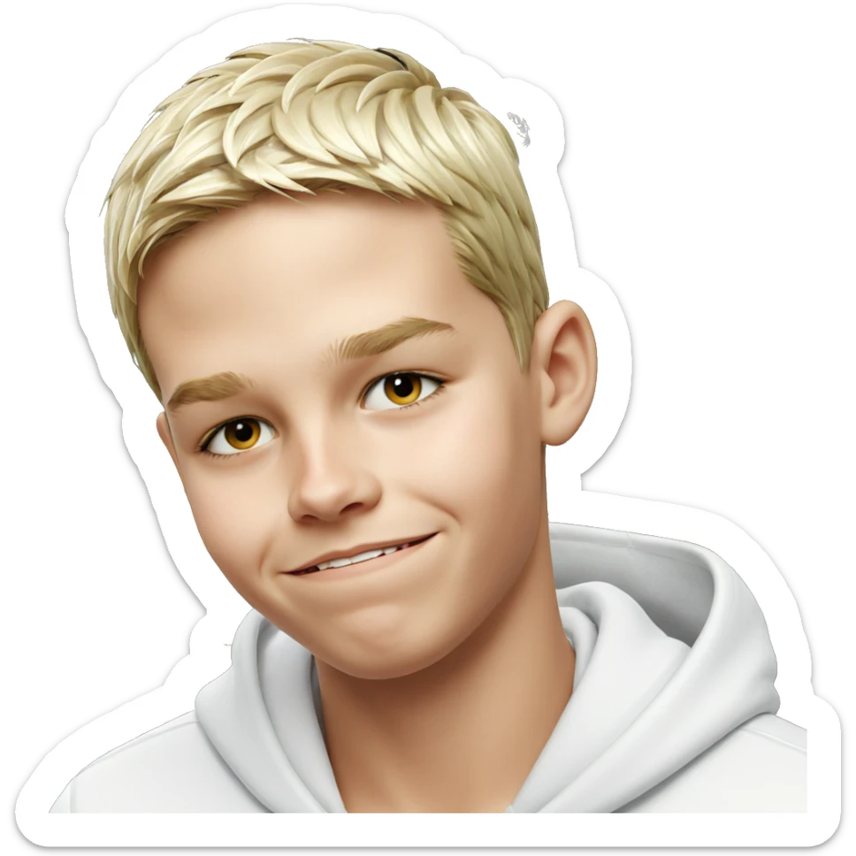 blonde boy in white hoodie sticker