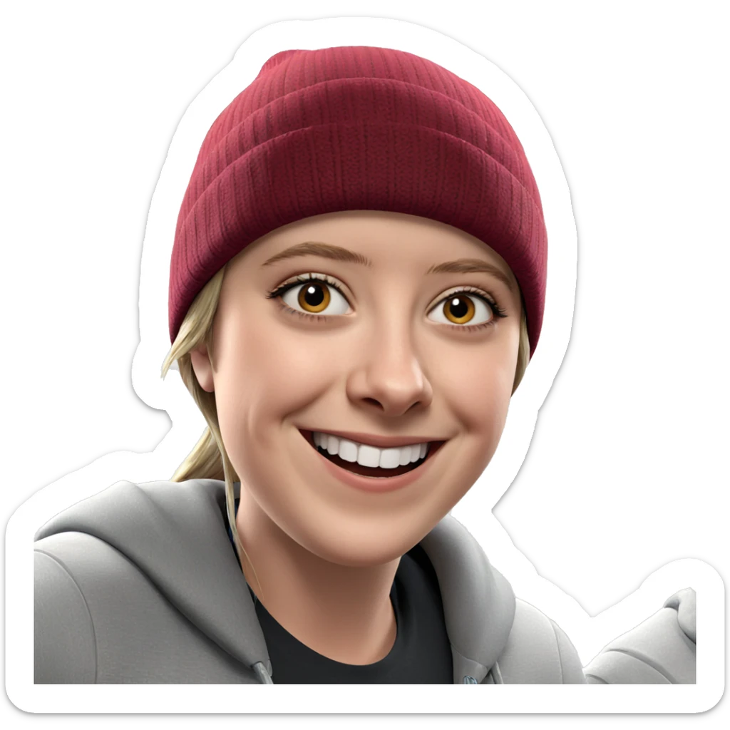 smiling girl in beanie portrait sticker