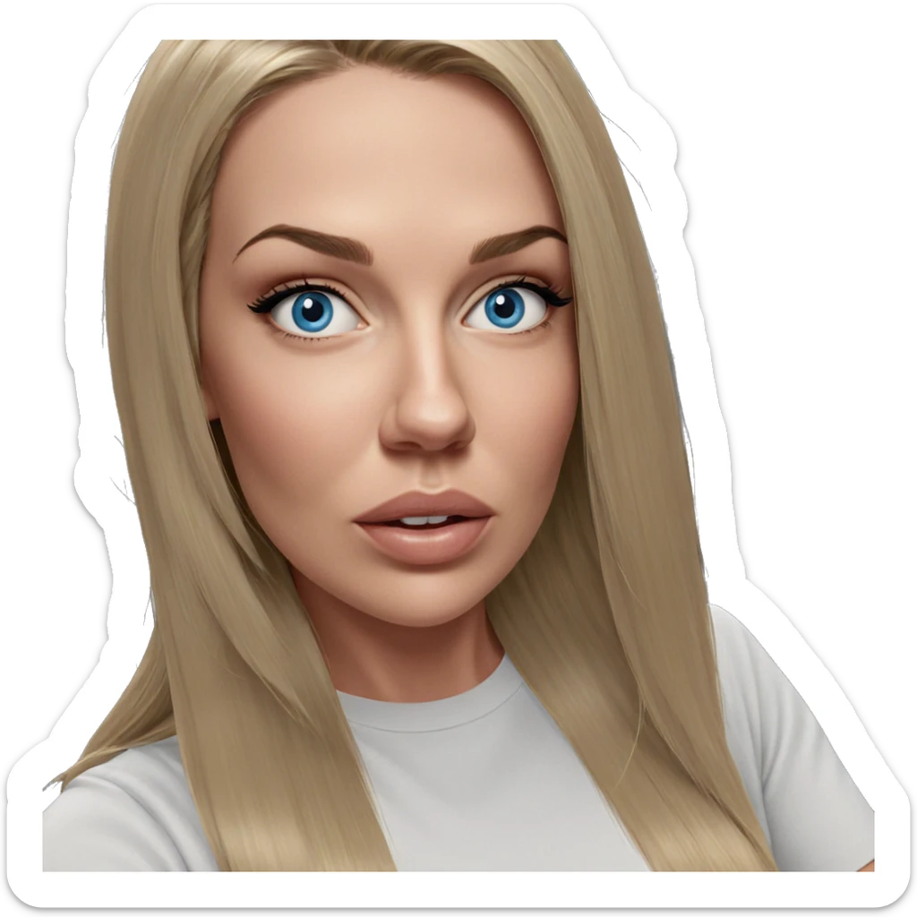 blonde girl portrait with blue eyes sticker