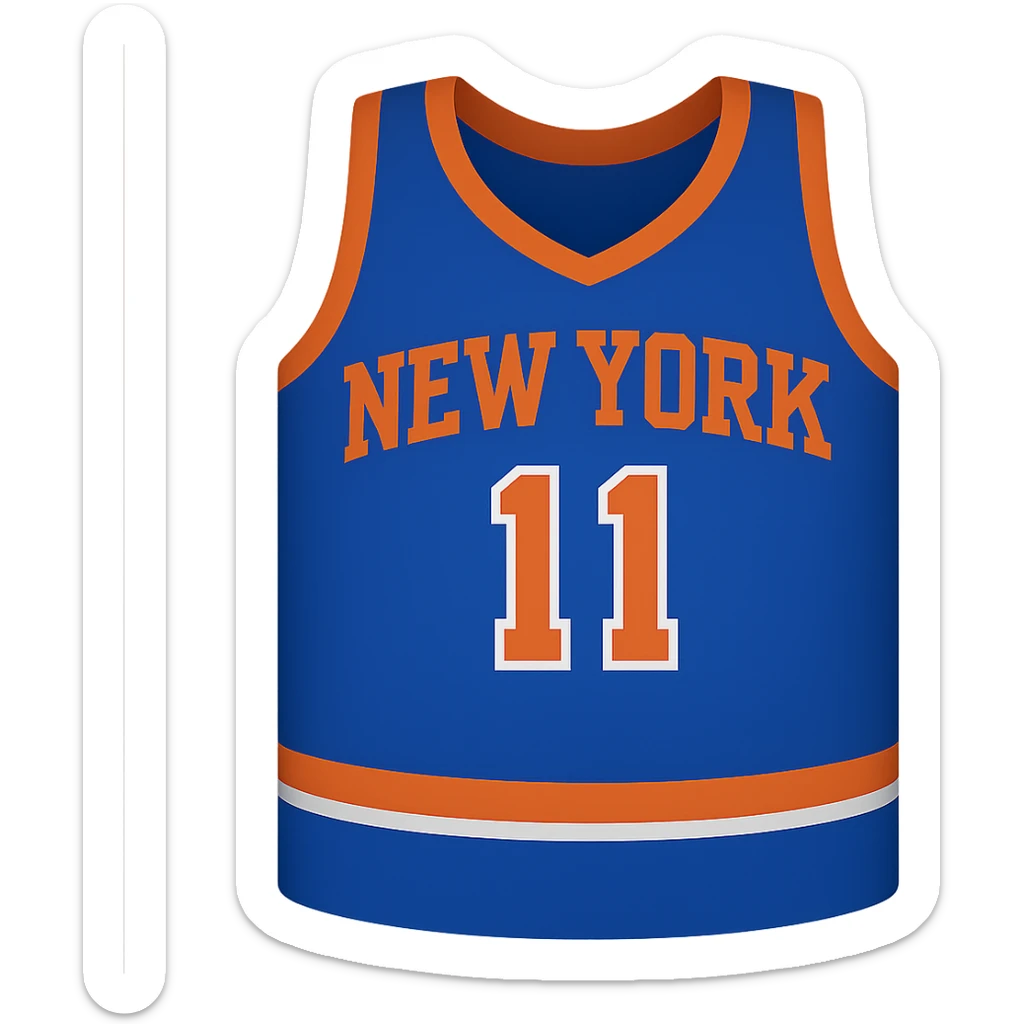 new york knicks basketball jersey featuring the number 11, google emoji style sticker