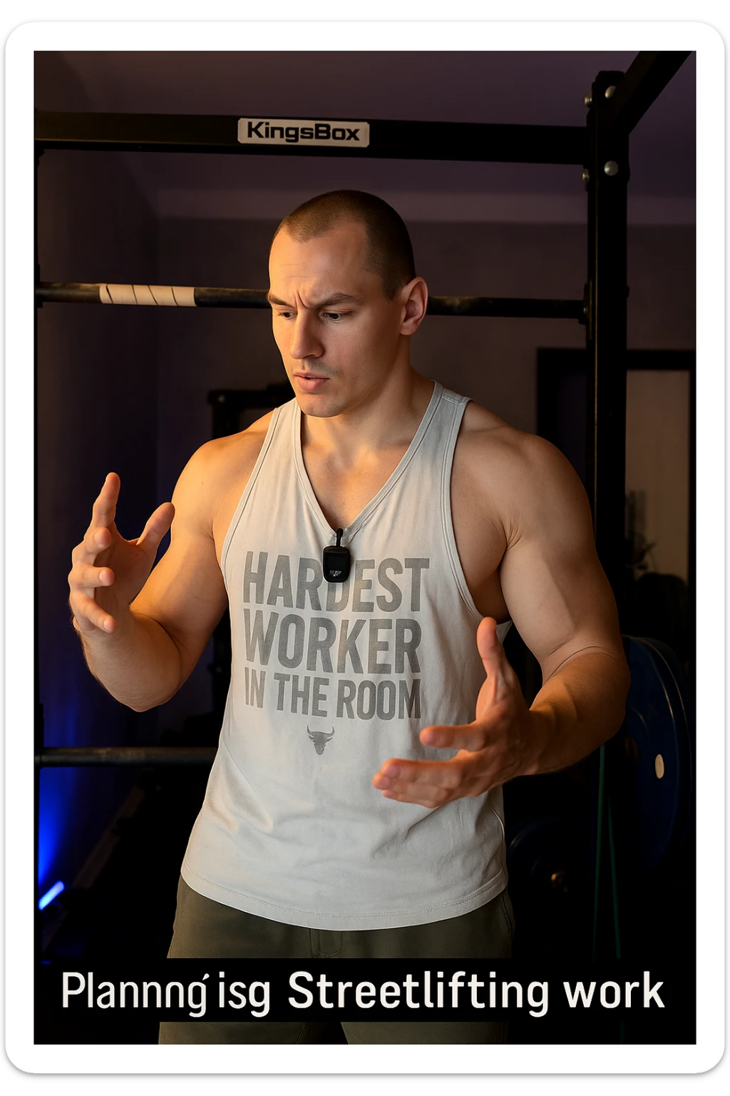 Uomo che si programma bene la sua seduta di Streetlifting. In italiano sticker