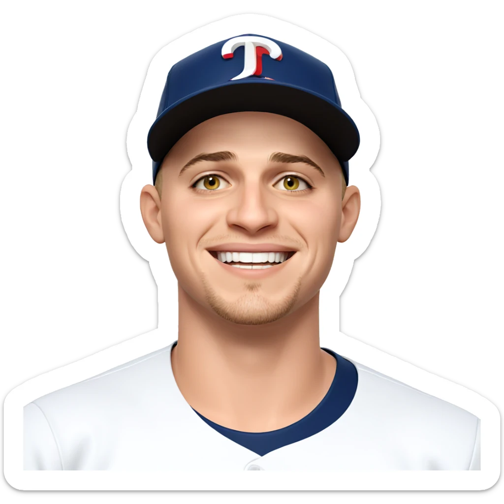 smiling boy in baseball cap sticker