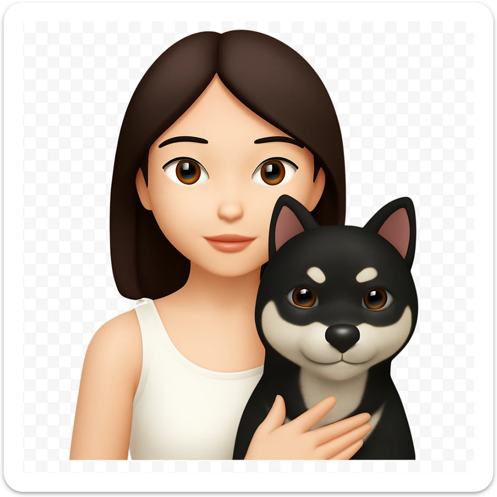 Remove the animal ears from the girl's head and make her wear a white tank top, keep the rest the same. No background. The style should resemble the original image's look and feel. sticker