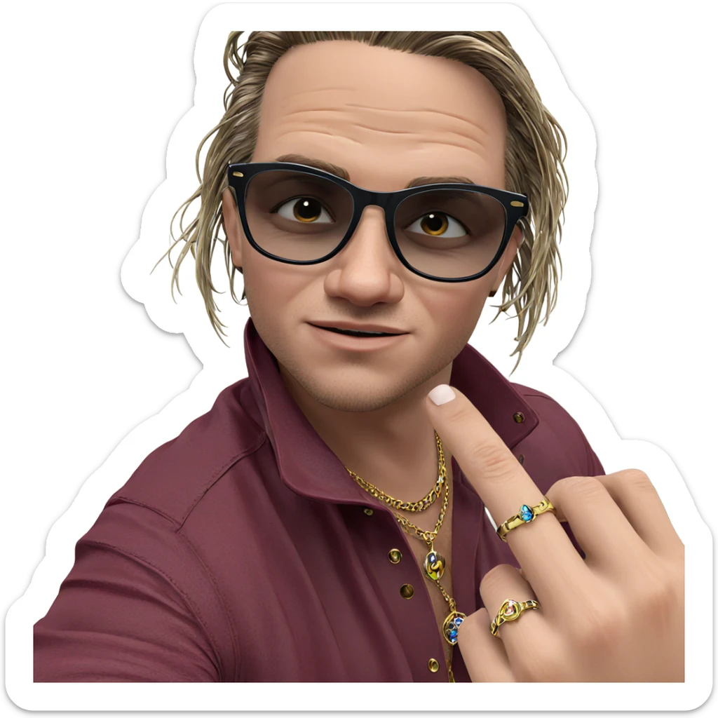 stylish boy with jewelry sticker