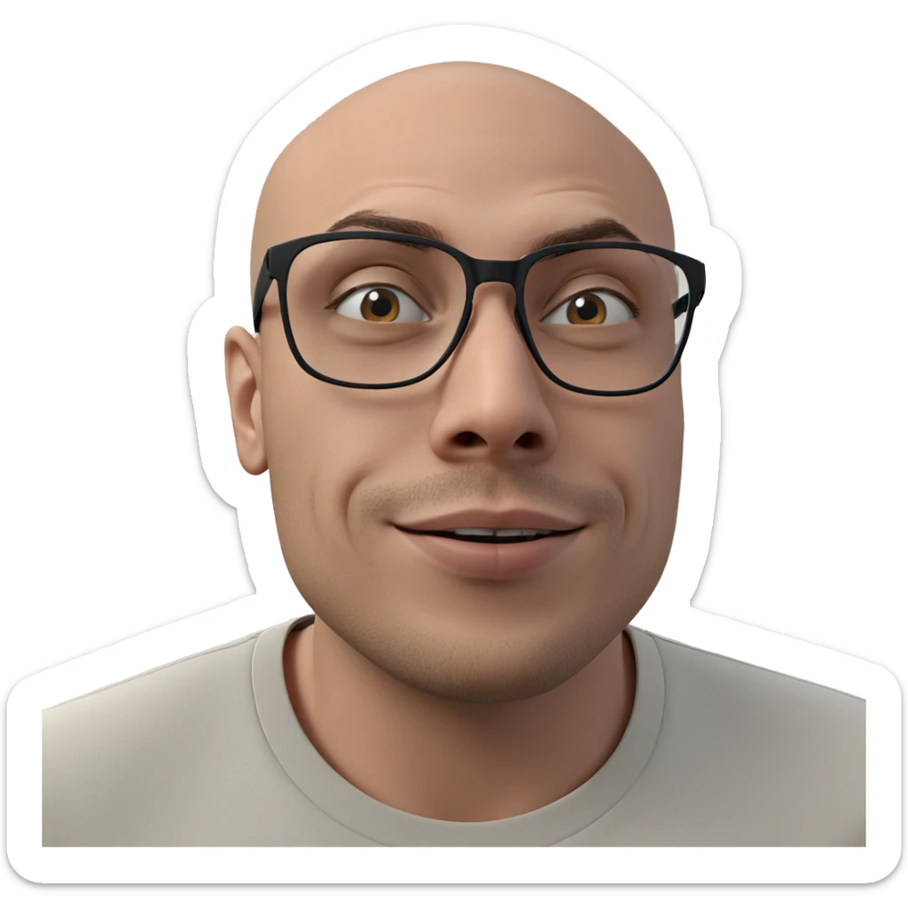 bald boy in glasses portrait sticker