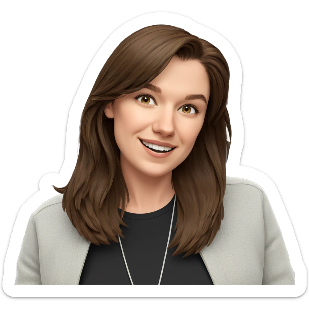 smiling girl with brown hair sticker