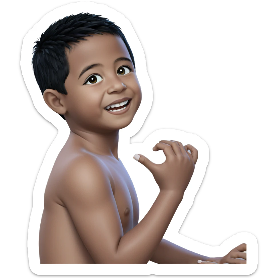 smiling boy with black hair sticker
