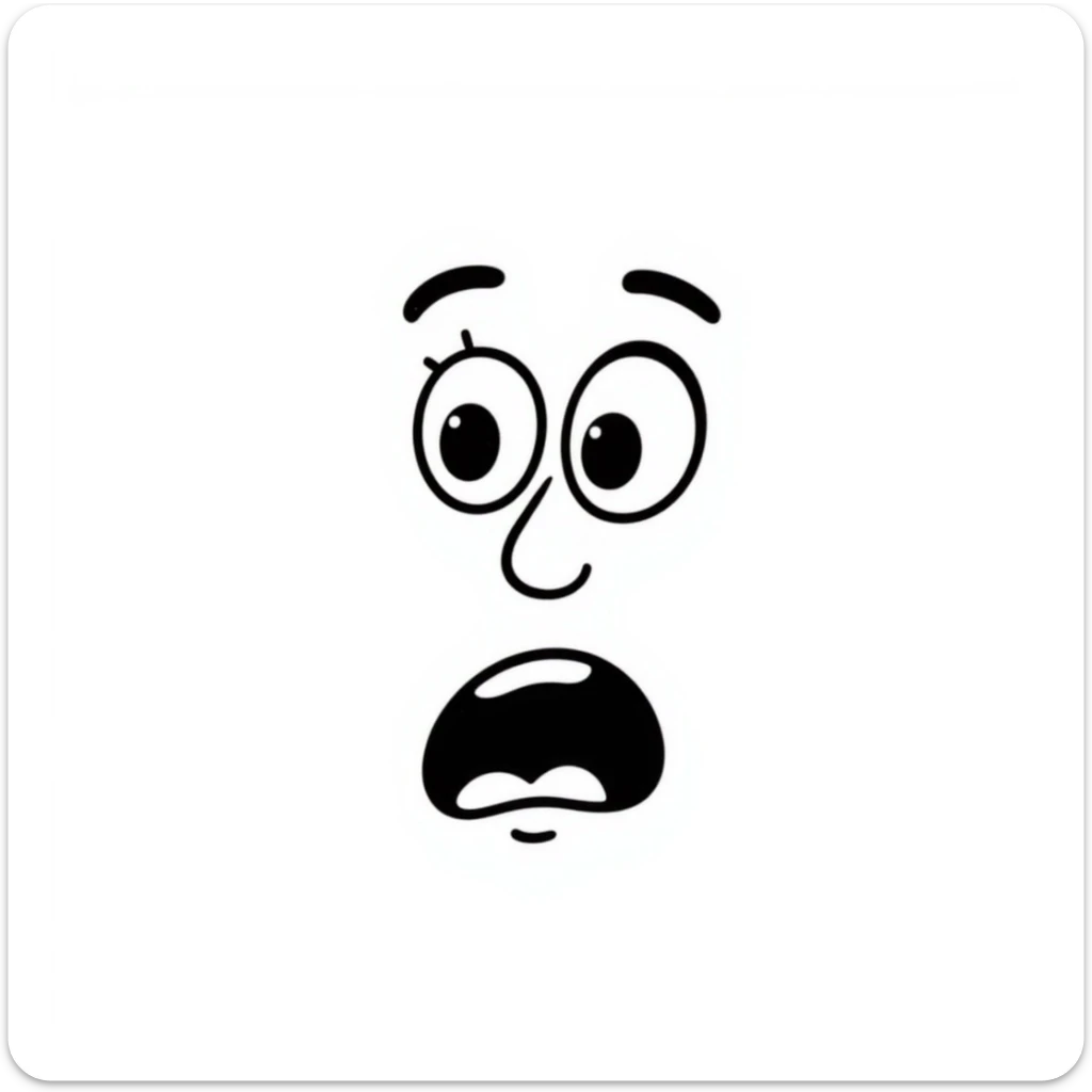 shocked face, hand drawn doodle style sticker