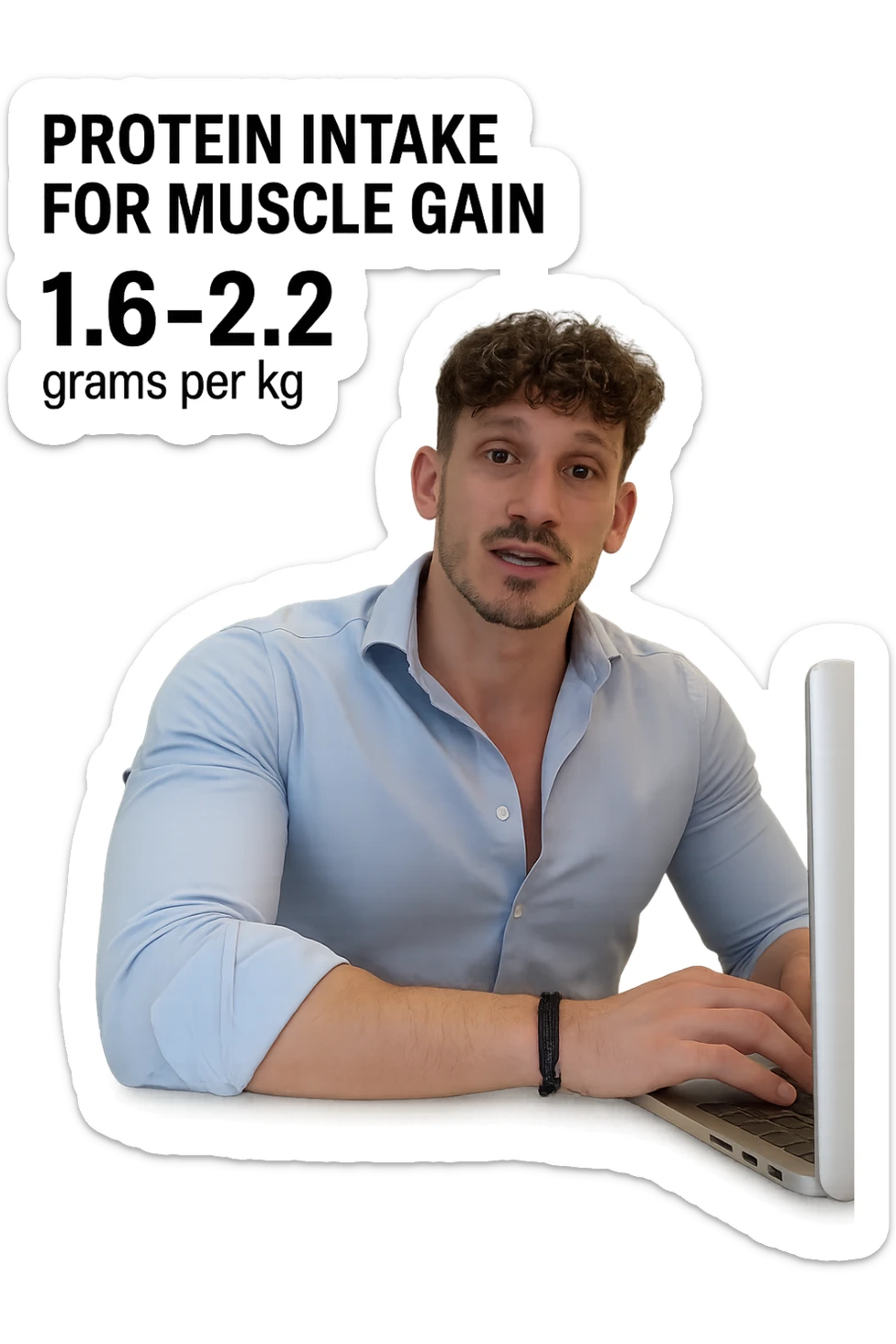 Uomo che imposta la sua fase di massa a proteine intorno 1.6 - 2.2g per kg sticker