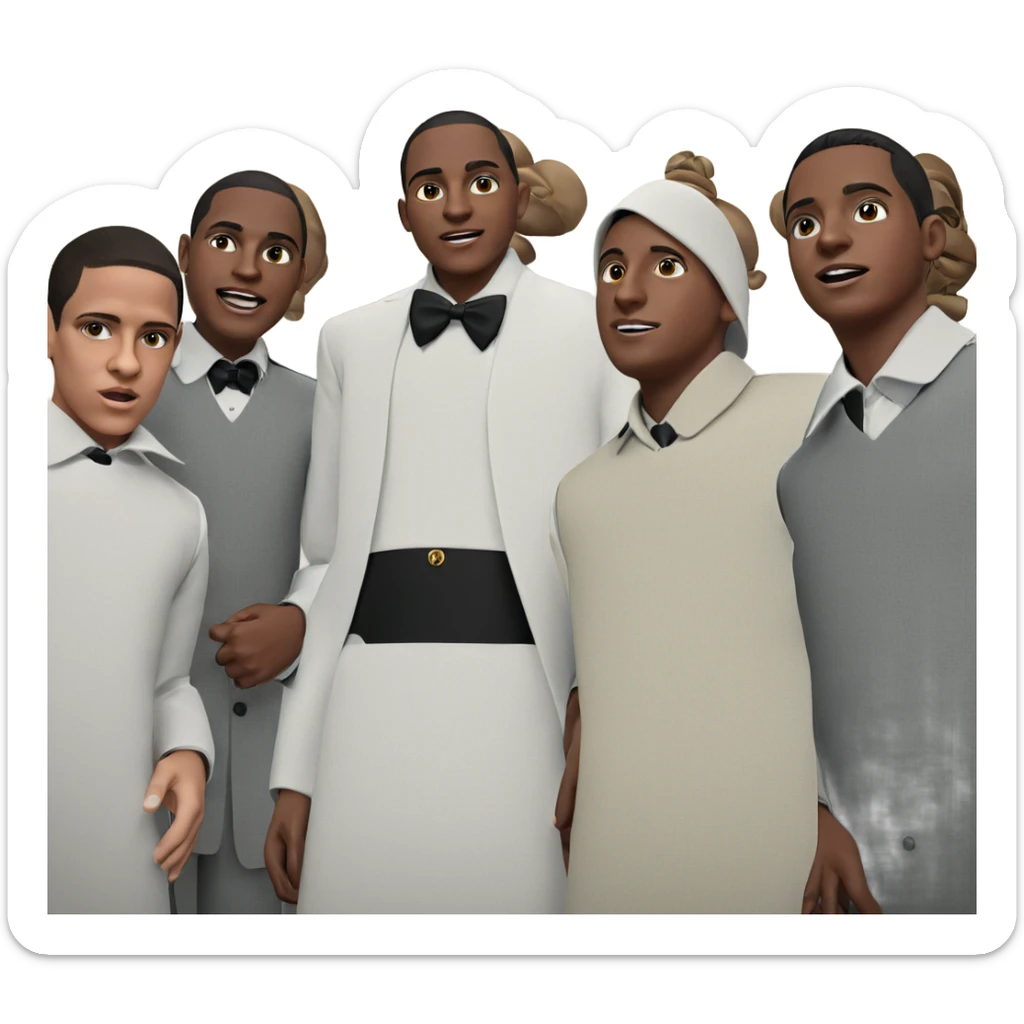 five boys in formal attire sticker