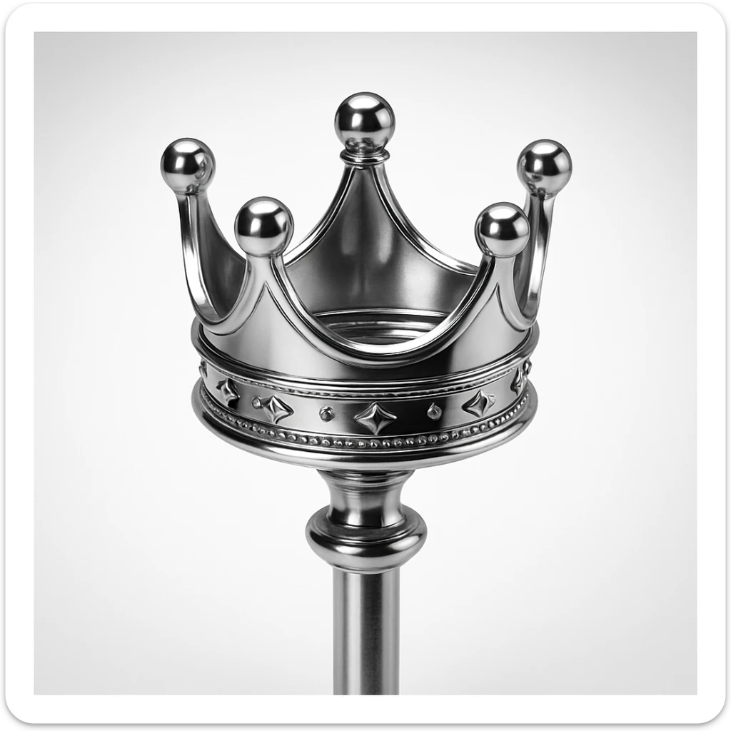 a chrome crown resting on a staff, representing leadership and the best of the staff team sticker