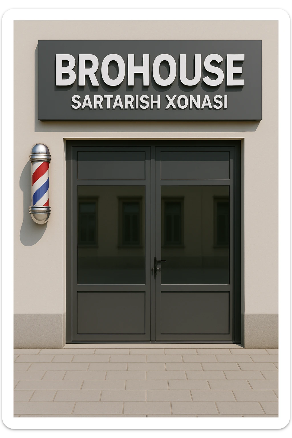 shu sartarosh xonani eshigi yopiq xolatda chizib bergon sticker