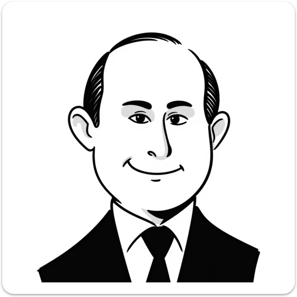 Vladimir Putin portrait with realistic details, stern expression, close-up of face sticker