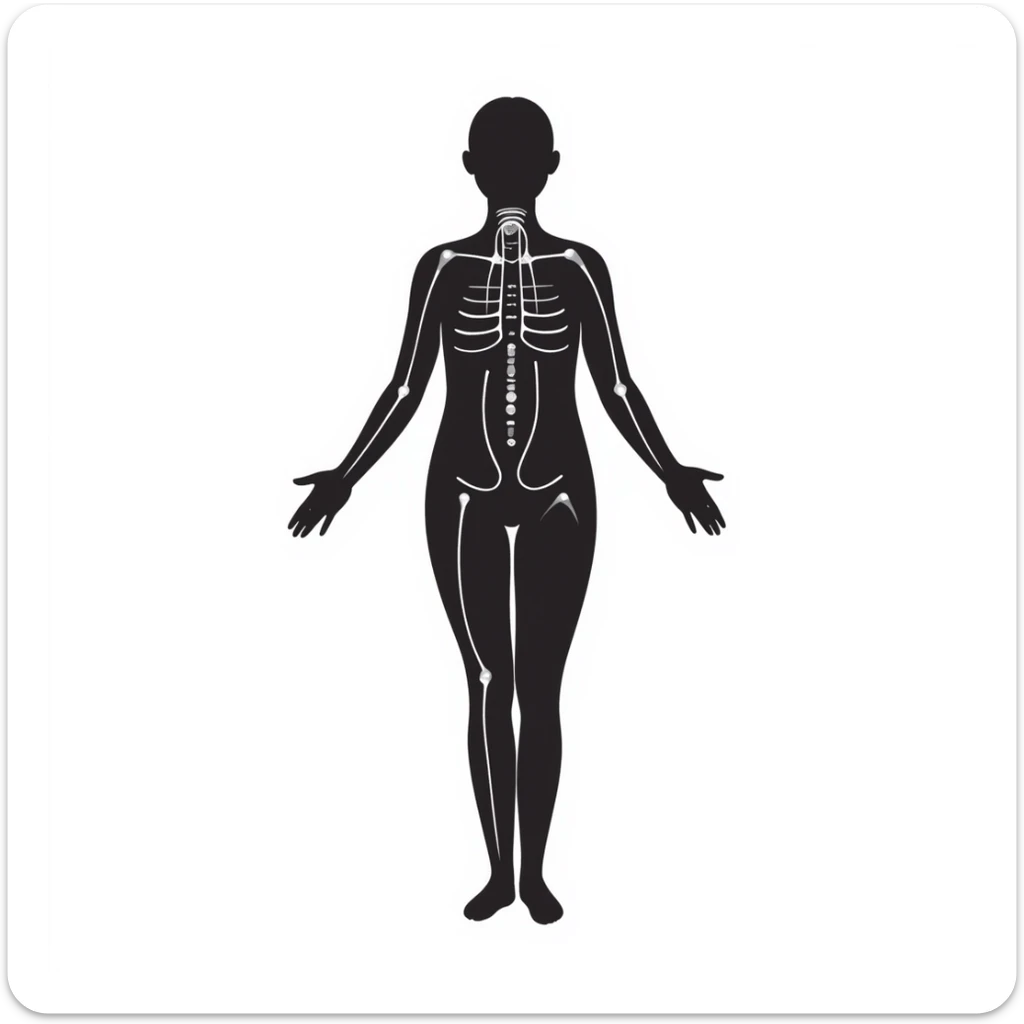 Human body silhouette with digital 3D scanning grid lines covering it, futuristic body scan sticker