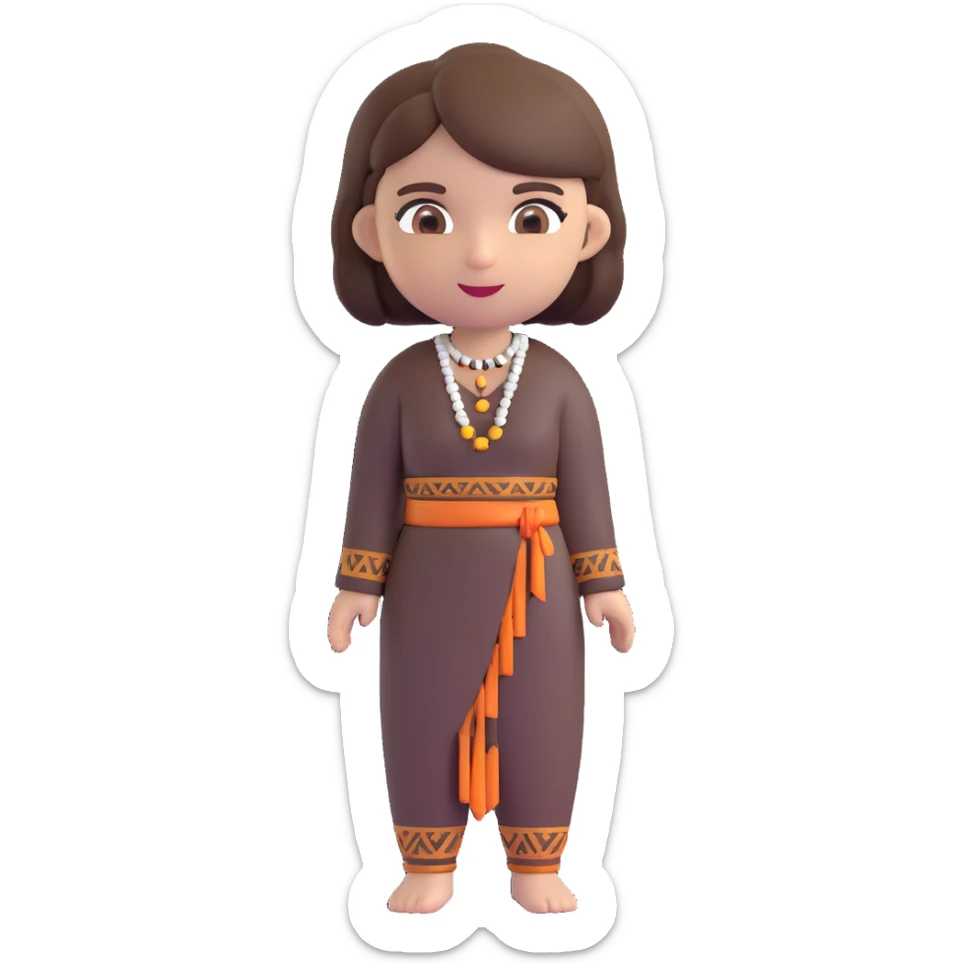 girl in a black Indian outfit, bob cut brown hair, white skin, emoji style sticker