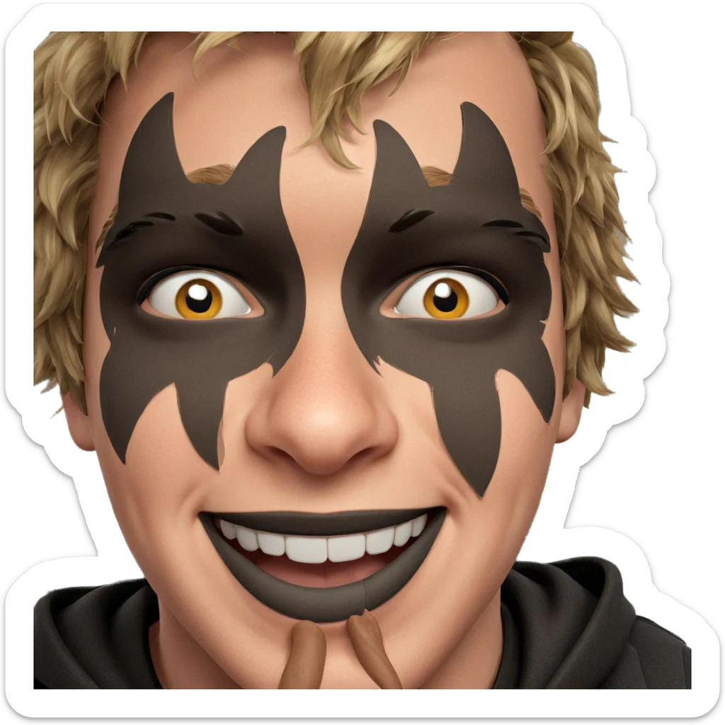 smiling boy with cat portrait sticker